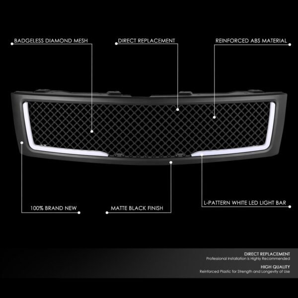 菱形網狀 LED 日行燈前格柵 2007 至 2013 年款 雪佛蘭(Chevy)Silverado 1500
